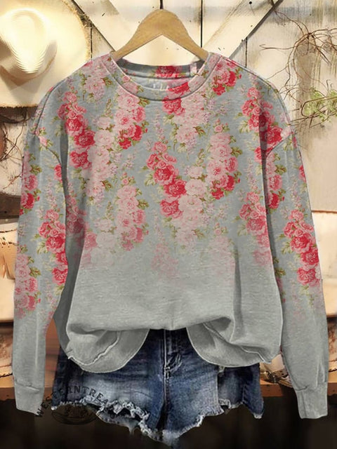 Floral Print Casual Cotton Sweatshirt