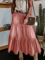 Boho Layered Denim Skirt