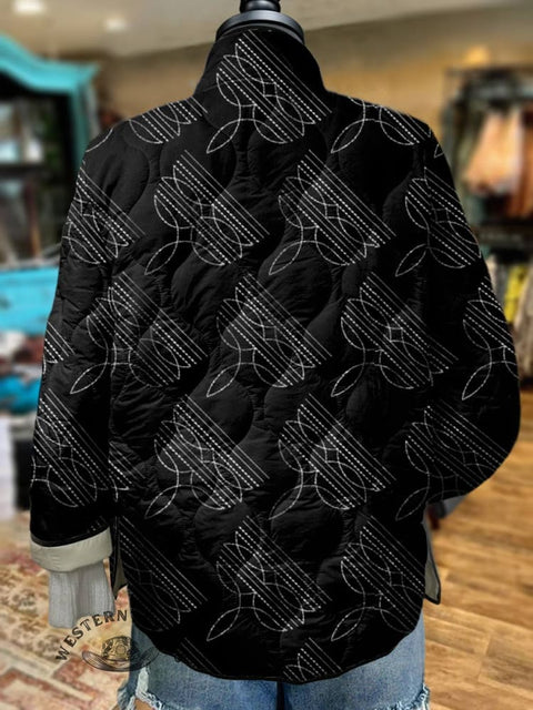 Women's Classic West Print Casual Quilted Jacket