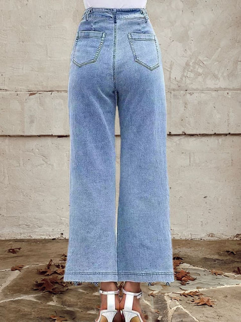 🔥Global hot sale🔥Women's Buttoned Lace Patchwork Jeans