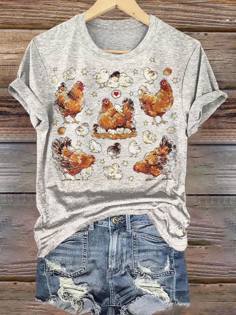 Ranch Chicken Family Print T-shirt