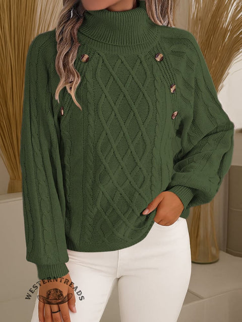 Knit Turtleneck Pullover Sweater