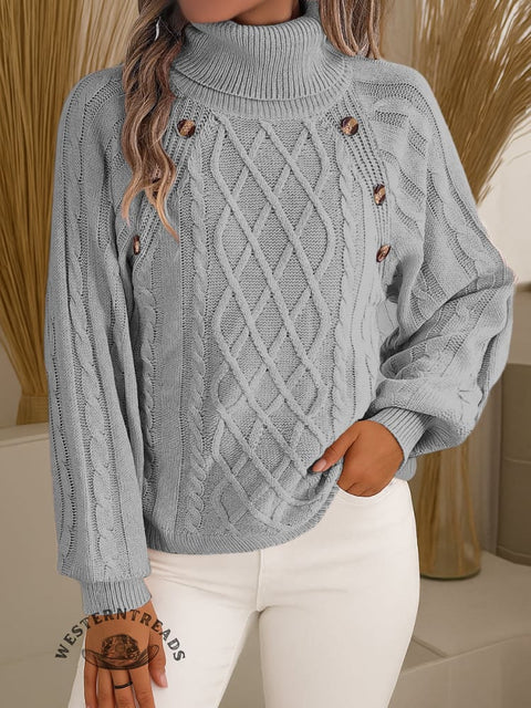 Knit Turtleneck Pullover Sweater