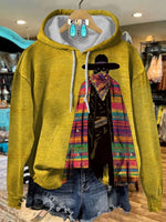 Vintage Yellow Western Cowboy Print Crewneck Sweatshirt