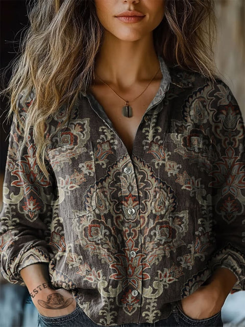 Women's Distressed Bohemian Print Comfort Shirt
