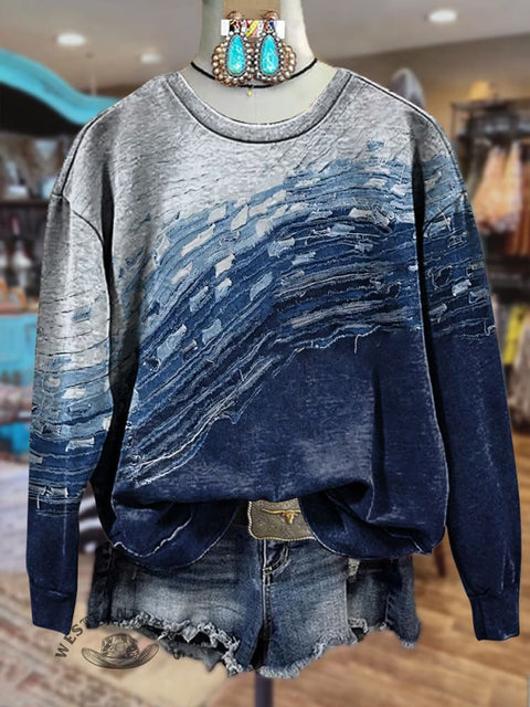 Surf Denim Graphic Print Sweatshirts