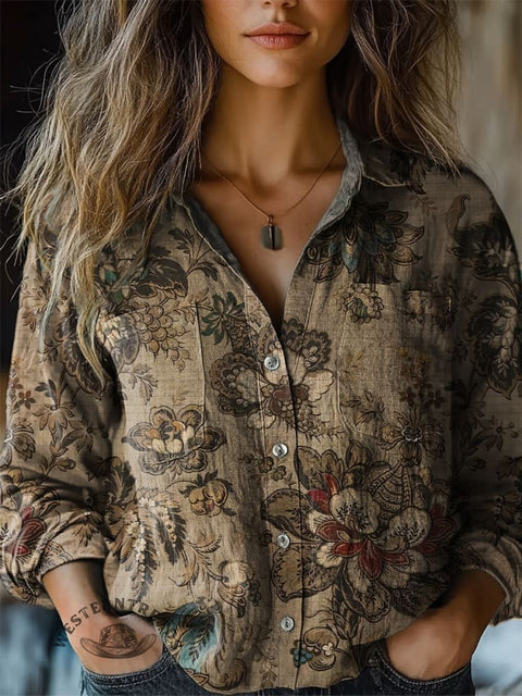 Women's Retro Old Pattern Printed Shirt