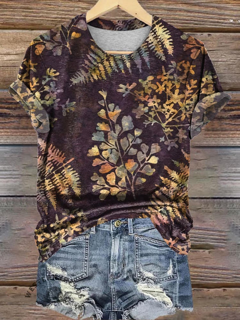 Retro Botanical Art Print Casual T-shirt