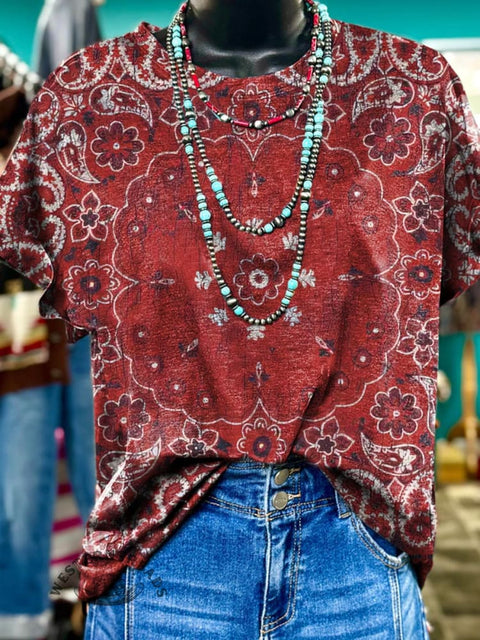 Red Mandela Textured Print T-Shirt