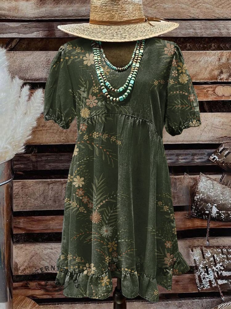 Women's Simple Floral Art Print Casual Dress