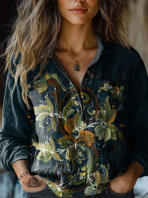 Women's Painting Art Pattern Print Casual Shirt