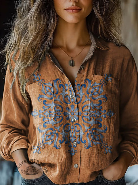 Women's Simple Pattern Printed Casual Shirts
