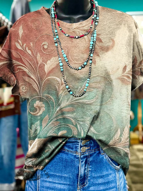 Multicolor Pattern Printed Casual T-Shirt