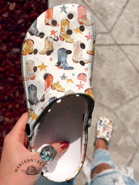 Cowboy Boots Polka Dot Printed Casual Slippers