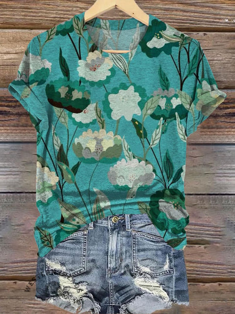 Retro Floral Print T-Shirt