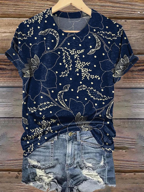 Simple Floral Printed T-Shirt