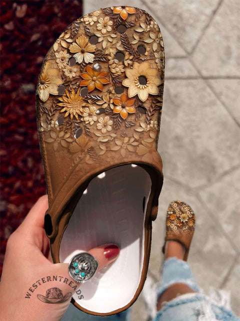 Floral Print Casual Hole Slippers
