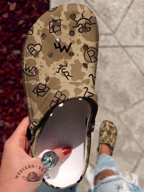 Cow Pattern Cattle Brands Print Casual Slippers