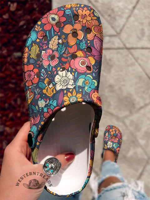 Flower Graffiti Print Casual Slippers