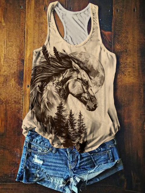 Women's Western Horse Print Comfort Tank Top