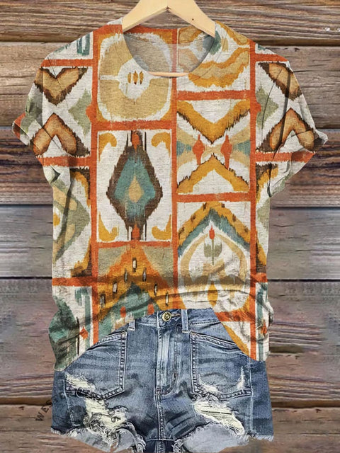 Ethnic Retro Pattern Print Comfortable T-Shirt