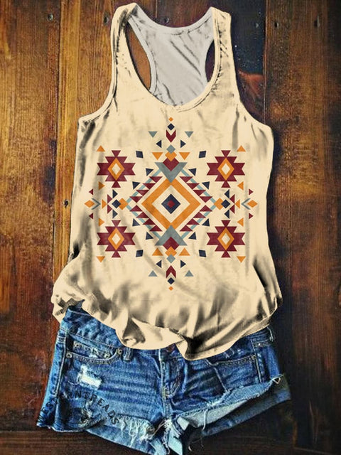 Women's Aztec Print Casual Tank Top