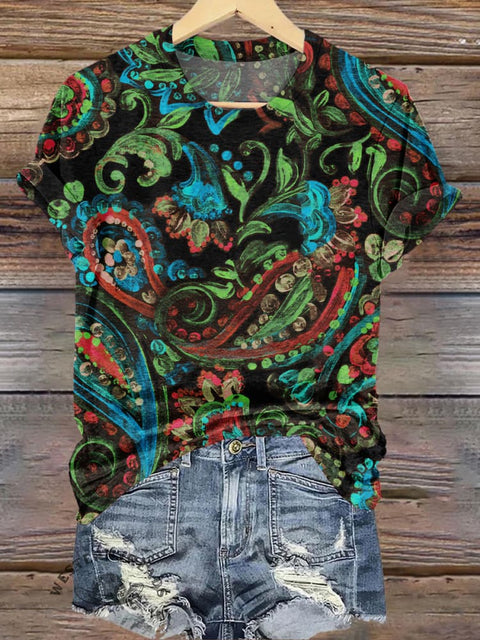 Retro Art Graffiti Printed Casual T-shirt