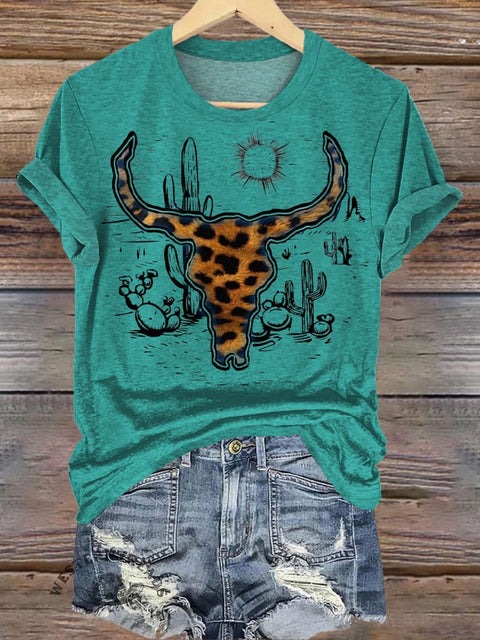 Leopard Cow Print Casual T-Shirt