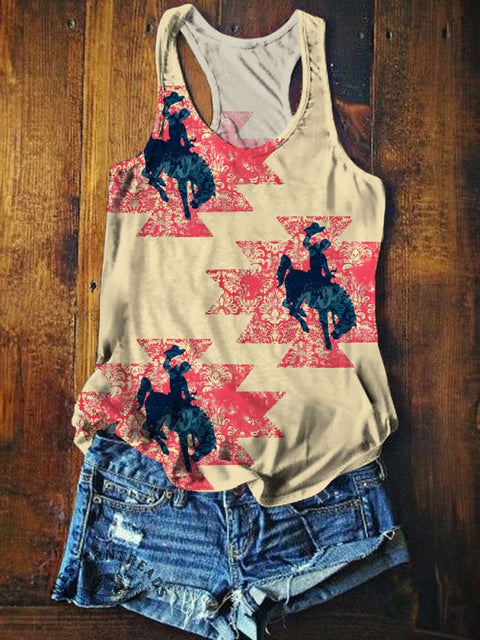 Simple Denim Pattern Printed Casual Tank Top