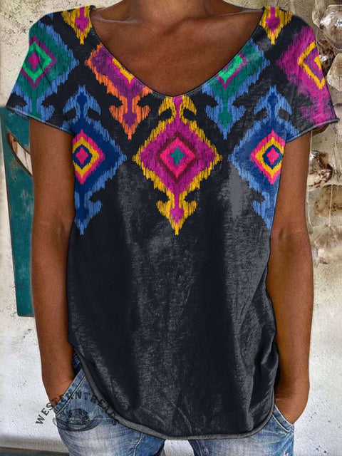 Simple Pattern Printed 100% Cotton Crew Tee T-Shirt