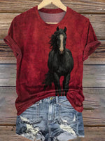 Horse Art Print Casual T-shirt