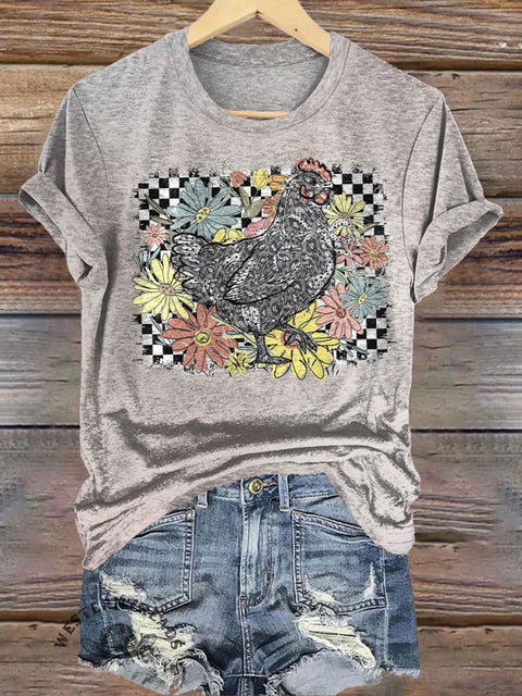 Ranch Chicken Painting Art Print Casual T-shirt