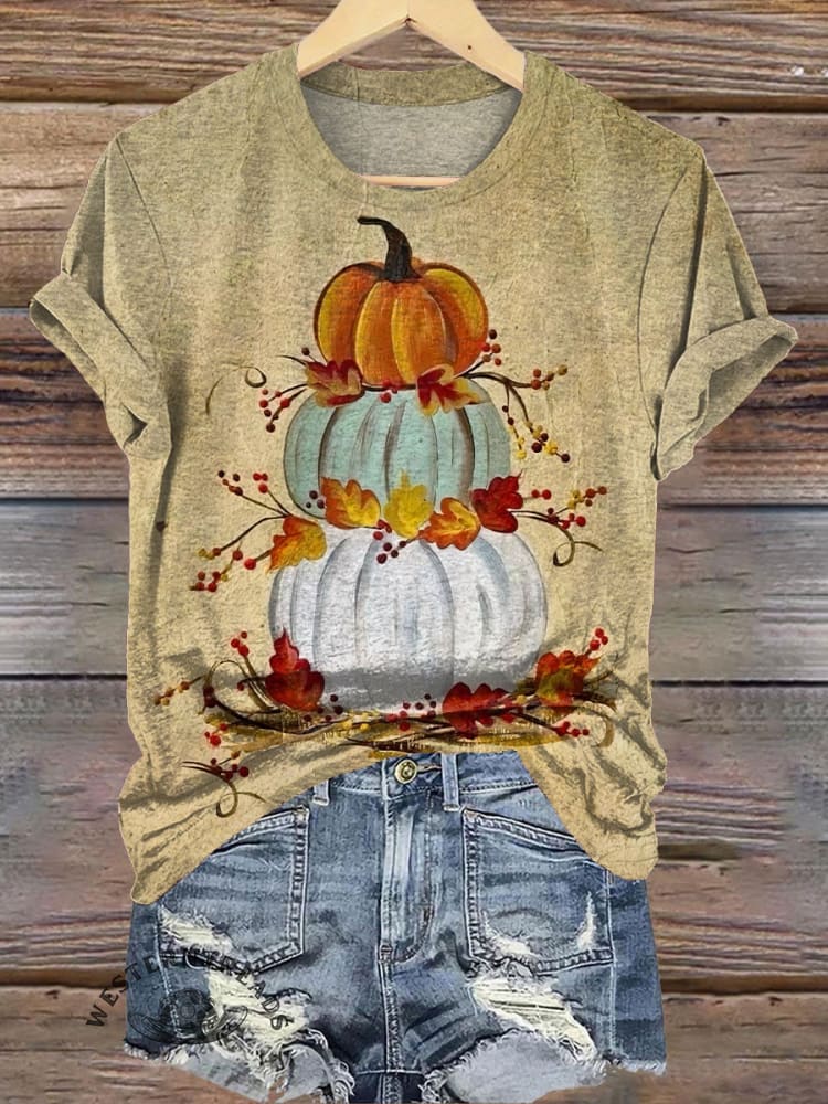 Funny Pumpkin Graffiti Print Casual T-shirt
