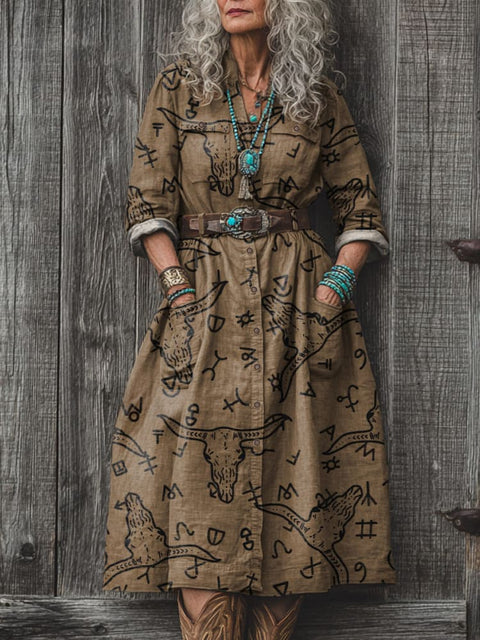 Women's Simple Cow Brand Print Dress
