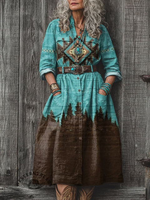 Women's Aztec Pattern Art Print Dress