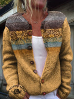 Retro Stripe Texture Pattern Casual Cotton Sweatshirt