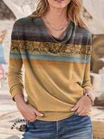 Retro Stripe Texture Pattern Casual Cotton Sweatshirt