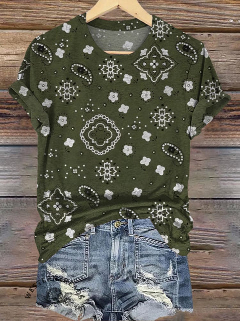 Retro Boho Pattern Print Casual T-shirt