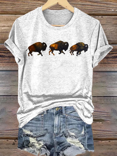 Simple Cow Bull Graphic Print T-shirt