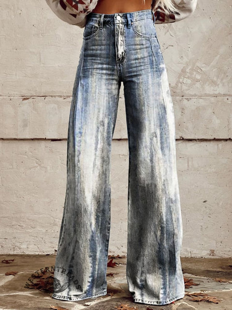 Women's Gradient Print Wide Leg Pants