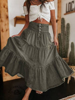 Boho Layered Denim Skirt