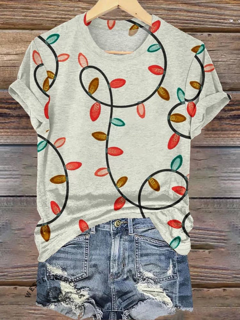 Christmas Lights Print T-shirt