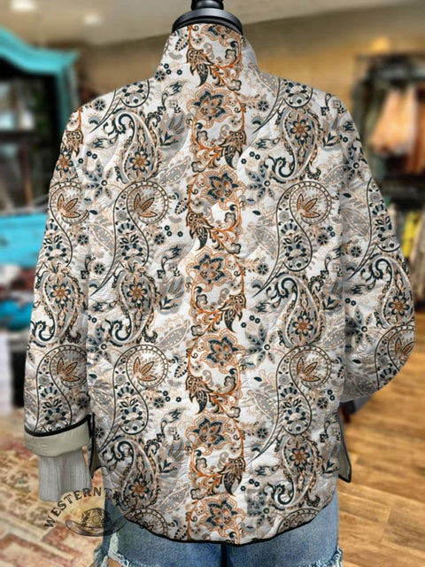 Women's Paisley Print Casual Quilted Jacket