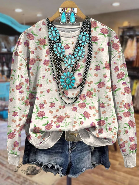 Floral Casual Cotton Sweatshirt