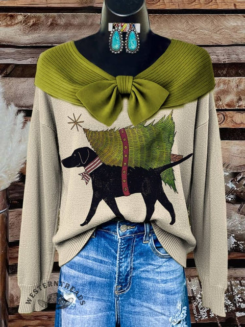 Christmas Print Buttoned Cardigan Sweater