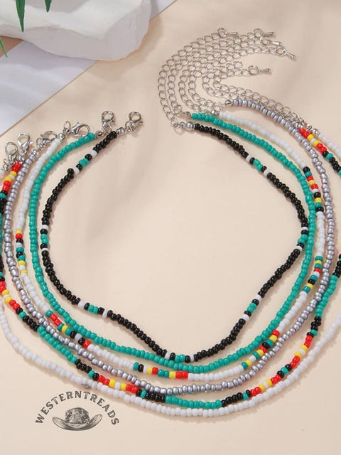 Bohemian Colorful Beaded Necklace Set