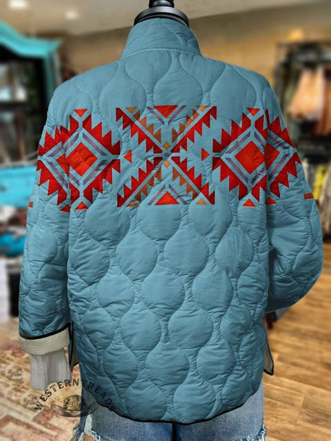 Women's Aztec Print Casual Quilted Jacket