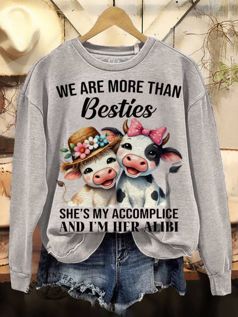 Cow Print Casual Cotton Sweatshirt