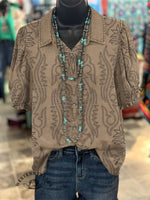 Women's Classic West Print Casual Cotton Shirt