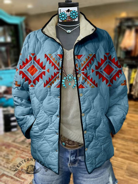 Women's Aztec Print Casual Quilted Jacket